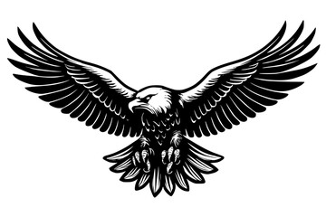 Fototapeta premium Flying eagle in black and white UHD wallpaper for powerful nature themes