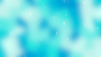 爽やかな青と水色グラデーションに可愛い雨が降る背景デザイン