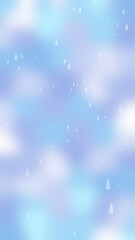 神秘的な青と紫のグラデーションに可愛い雨が降る背景デザイン