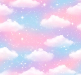 Dreamy Pastel Sky with Clouds and Sparkles