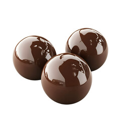 Three Shiny Chocolate Spheres Dark Background Delicious Treat