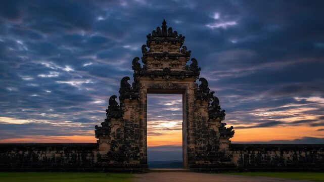 Balinese Gate at Sunrise: Cultural Landmark