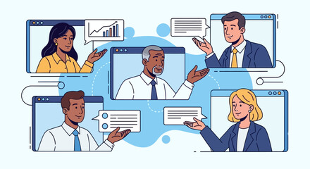 Global Team Collaboration Virtual Meeting and Online Communication