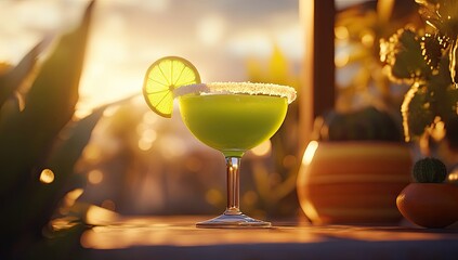 Sunset margarita on a patio