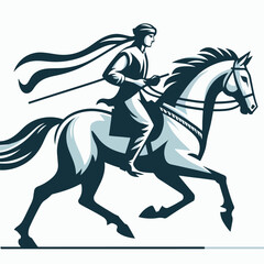 Fototapeta premium vector illustration of a person riding a horse