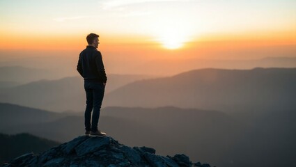 silhouette of a woman on a mountain top