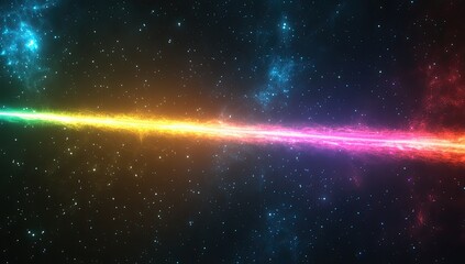 Cosmic rainbow streak through starry nebula