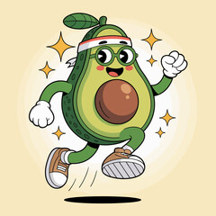 Avocado with Leaf and Headband Running