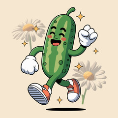 Cucumber Running Character with Sneakers