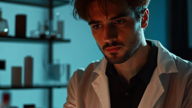 Laboratory Researcher Focused on Work - Powered by Adobe