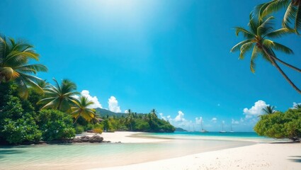 tropical beach with palm trees