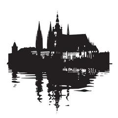 Fototapeta premium Prague silhouette isolated in White background