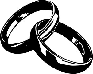 vector illustration of an abstract black and white,weeding rings vintage engraving hand drawn illustration vector,Classic black and white sketch of interlocking wedding rings on white background