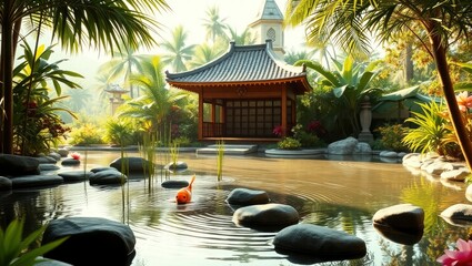 pavilion in the garden of the temple