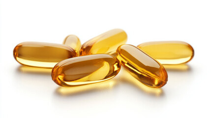 High-Quality PNG Golden Omega Capsules - Isolated on White
