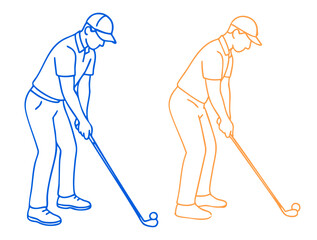 Golf Player Address Position – Golfer standing over the ball, in stance, ready to swing