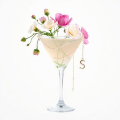 bouquet of pink roses in a glass