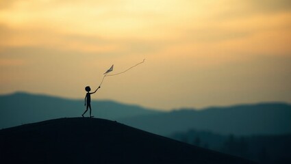 silhouette of a man on the top of the mountain