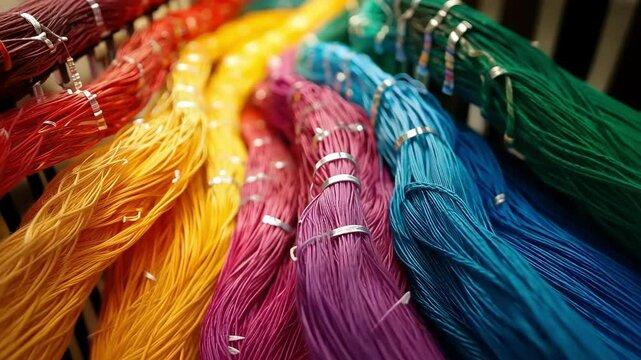 Macro shot of colorful network cables, vibrant data communication infrastructure.