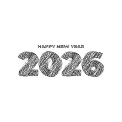 happy new year 2026 scribble typography vector background