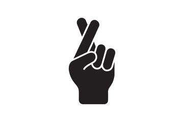Crossed Fingers silhouette vector with white background