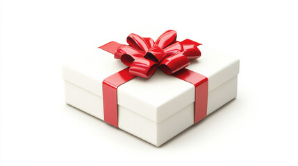 Obraz premium High-Quality PNG of White gift box with red bow Isolated on White Background - High Resolution