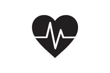 Heart Beat silhouette vector with white background