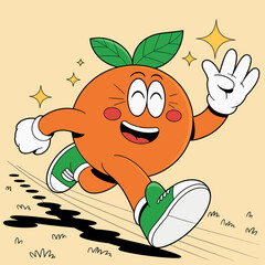 Orange with Leaves Running