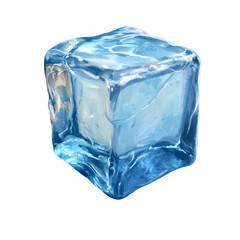 Obraz premium Single ice cube, transparent background, light blue, frozen water, cold, refreshing, isolated, studio shot, clear, glassy, crystal, three-dimensional, realistic, winter, beverage, drink,