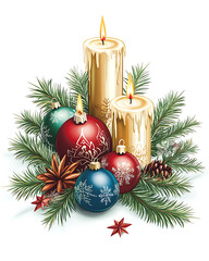 Elegant Christmas and New Year designs with festive ornaments