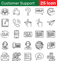 Minimalist Vector Icons Representing Communication and Customer Support