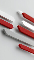 Red and White Arrows Pointing Upwards in Dynamic Motion Representing Growth Progress and Positive Direction in Abstract Background