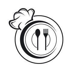Fork and spoon symbol for restaurant