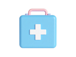 Obraz premium Light blue first aid kit with white cross suitable for medical, healthcare, emergency, safety, safety training, first aid concept designs.