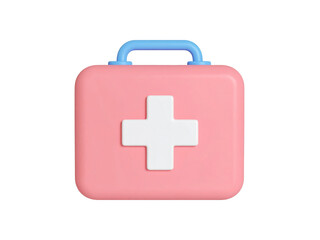 Obraz premium Pink first aid kit icon with a white cross suitable for medical websites, healthcare promotions, and emergency service designs.