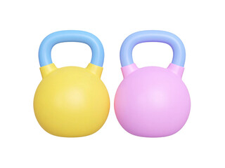 Two pastelcolored kettlebells against a white background. Perfect for fitness blogs, gym posters, or social media posts promoting exercise.