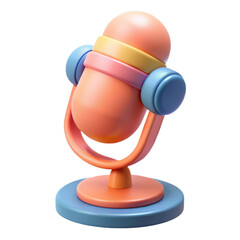 Pastel colored microphone icon isolated on transparent background