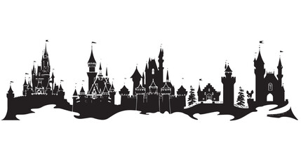 Fototapeta premium Princess Castle Vector Set , black silhouettes isolated on white background