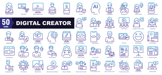 Digital Creator Gradient Icon Set