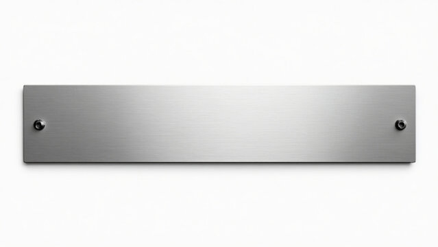 
silver shiny blank metal nameplate isolated on white background