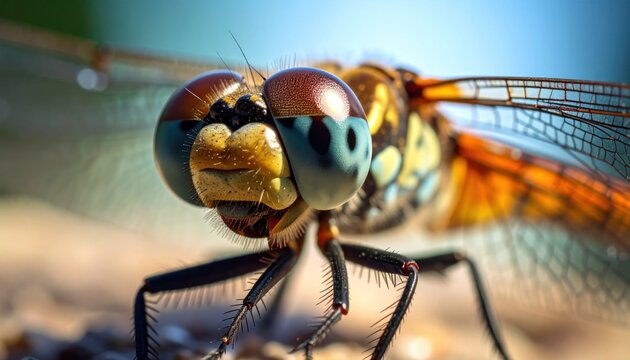 Close-up dragonfly head