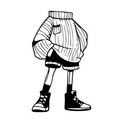 stylish headless character in casual outfit