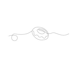 Fototapeta premium one continuous line drawing of one delicious donut with chocolate topping on a white background. Food concept vector illustration.