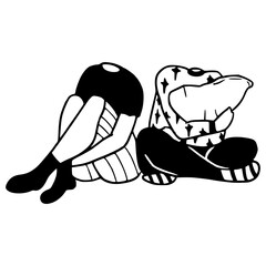 abstract friendship - connection and personal space