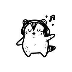 adorable cartoon animal enjoying audio