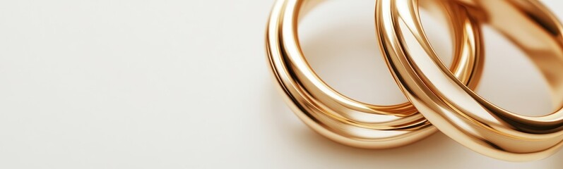 Various Sized Gold Wedding Rings in 3D on White Studio Backdrop