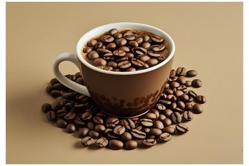 Fototapeta premium coffee cup with beans isolated on solid background