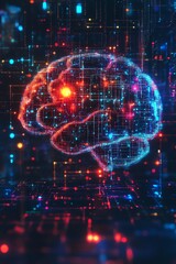 Obraz premium Abstract digital brain, neural network, AI concept