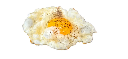 Half Fried Egg With Pepper and Salt Topping PNG Isolated on White Background