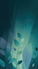 svg illustration style abstract night forest background. serenity. modern design. green color scheme.